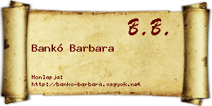 Bankó Barbara névjegykártya